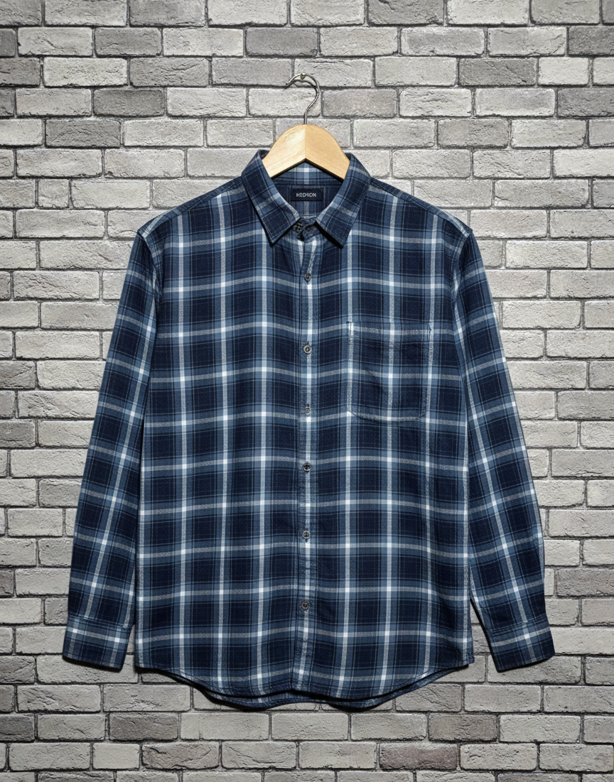 Ultra-Soft Navy &amp; Blue Check Flannel Shirt – The Perfect Layering Piece