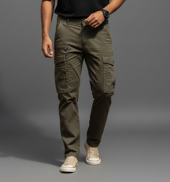 Rugged & Versatile Olive Green Cargo Trousers