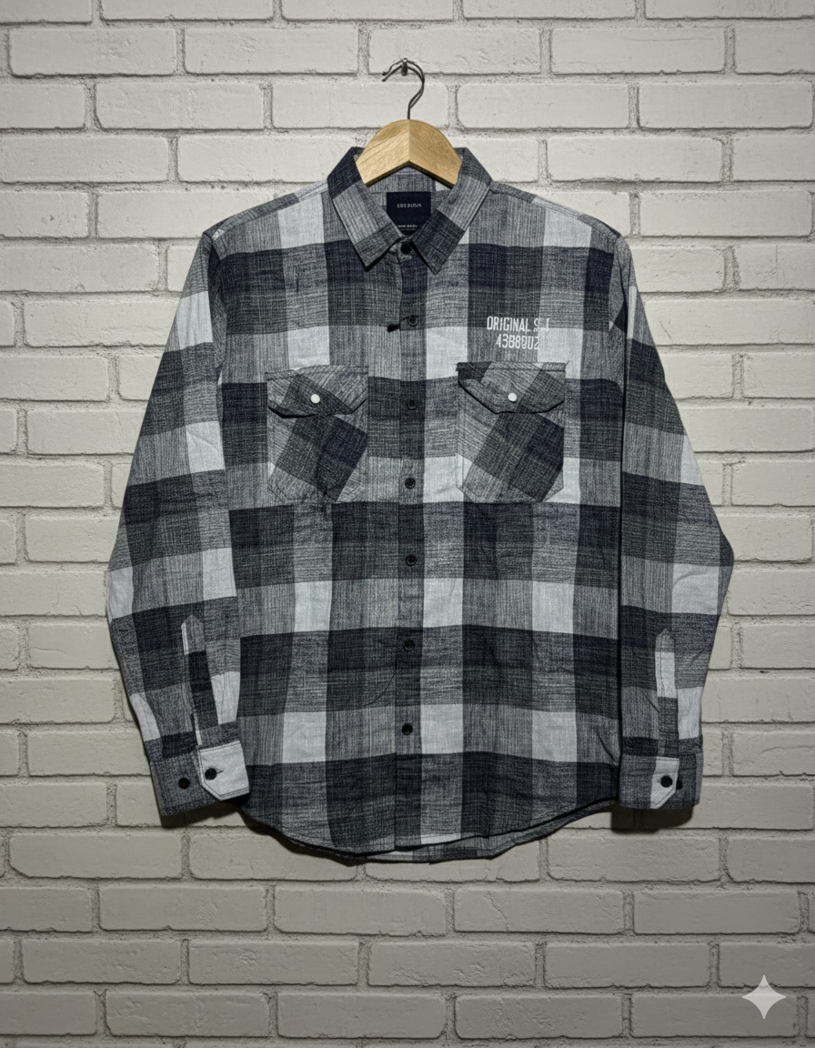 Men's Black &amp; White Checked Casual Shirt