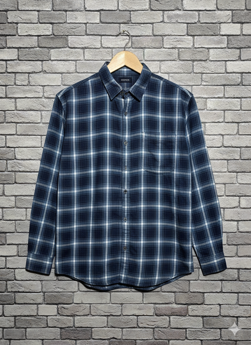 Ultra-Soft Navy &amp; Blue Check Flannel Shirt – The Perfect Layering Piece
